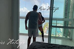 My husband films me showing off on the balcony to neighbors
