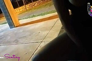 Hey, watch this hot puta sucking a huge black cock and banging the well-hung lover outdoors