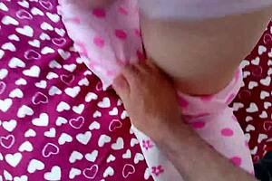 increible juega con la polla y muestra sus lindos senos pensando que esta jugando a la casita que rico culo tiene para ser tan jovensita. petite mexican prostitute takes anal creampie in gaping big ass.