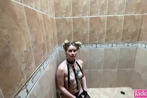daddy handcuffed me in the bathroom shower then humiliated and roughly face fucked me like a bound slut until facial cumshot.