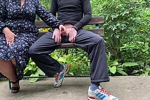 Mother-in-law collects son-in-law sperm outdoors for cuckold husband