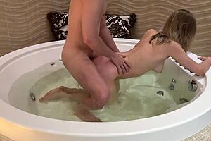 He's Spying on Me in the Jacuzzi, So His Dick Goes in My Wet Pussy