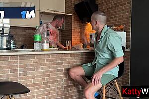 oh man, my wife is cheating on her husband right under his nose while he's cooking dinner, sucking and taking cum in a sneaky threesome with teens... wait, did i say that right?