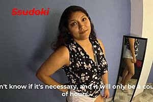 Tanned teen girlfriend demands licking her pussy before letting me go out