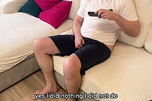 Stepmom catches stepson masturbating and helps him cum