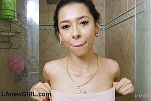Petite Brunette Models Shower Session