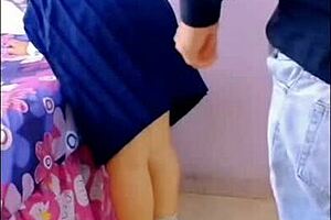 Horny Mexican Teen In Uniform Gets Anal Creampie Under Skirt From Professor In Public Spot