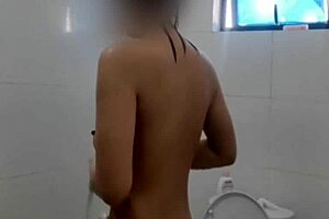 pinay girl takes a shower before work