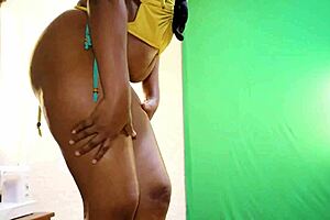 trying on this sexy sunflower bikini, feeling so oiled up