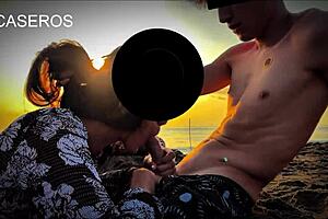 Stranger Gives Blowjob On Public Beach To Muscular Guy