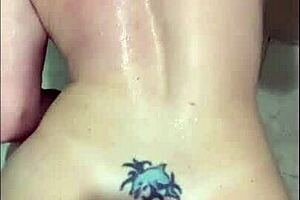 Wife Bent Over Bathroom Floor, Opens Ass For Complete Penetration