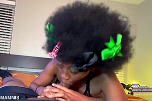 Sexy ebony burglar gets throat inspected by big black cock