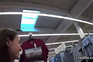 Luscious Czech chick teased in hypermarket.