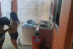 wife left, and the maid couldn't resist my hard cock