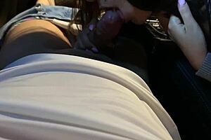 Passionate Russian Couple Delivers Intense Blowjob Inside Mercedes Benz Car Amid Public Woods Setting