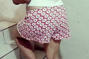 auroraestelar pees and masturbates while bathing in the shower as curvy mexican housewife flashes big tits and ass solo