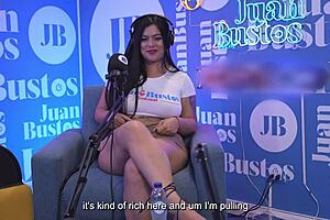 Natural big tits milf Antonella Jones appears in hot podcast.