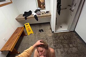 Public Shower Blowjob And Caught Masturbating With Big Tits And Curvy Body!