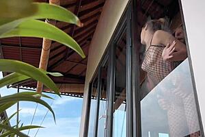 Is this hot babe in fishnets ready for a rough doggystyle quickie?