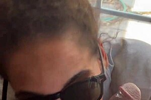 I feel so humiliated as lightskin ebony slut giving interracial blowjob to step-brother for facial cumshot while boyfriend searches