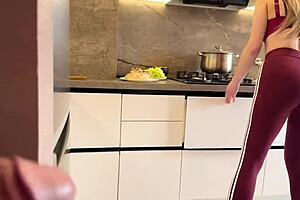 stepson fucks stepmom while stepdad is not home with doggystyle blowjob and deepthroat