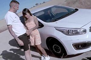 young skinny latina michy perez gets fucked by kevin white in rough roadside action outdoors