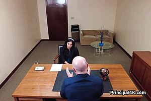 Principal explores mature teacher's juicy pussy in office with intense riding