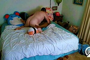 Homemade amateur ebony girl gets intimate with white boys in bedroom setting