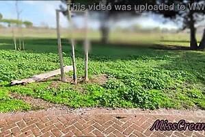 Flashing pussy to stepdad in public park he helps squirting in front of everyone.