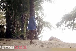 why is this black girl teasing so much on the beach with her ebony curves?