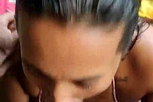 exhibitionist couple fucks on public beach doggystyle and stranger joins to cum with them