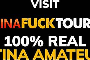 colombian maid bent over with hair pulled during intense doggystyle session ending in dripping creampie