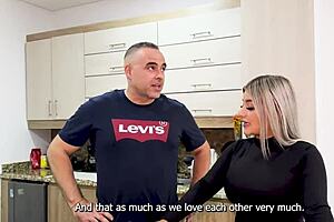 i caught my stepsister having sex with my stepdad in the kitchen leading to a surprising family threesome with naty delgado blaze ranger and xavi