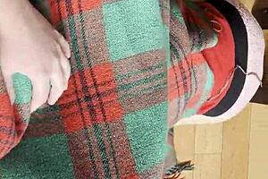 My shy neighbor performs cunnilingus under the blanket in a soft lesbian encounter.