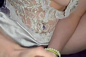 Milf jerks cock and licks every drop of cum - so hot!