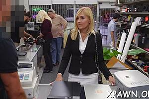 naughty beauty accepts cash offer for wild sex session in shop with doggystyle