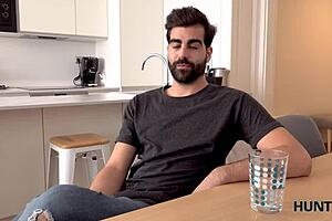 uh, the hunter resolves conflict with his friend by paying for sex with that shaved pussy gf on the desk