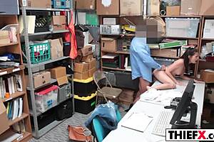 Burglar teen chooses big cock punishment over calling police in garage