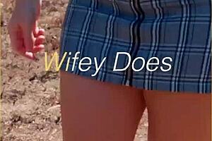 i'm a milf flashing my shaved pussy out in public under skirt