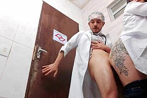 Nurse removes condom while banging Asian doctor in hospital bathroom