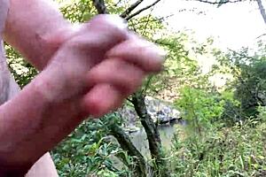 i feel so aroused masturbating outdoors in nature with clit licking and flashing in the forest