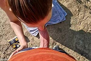 she wanted a doner but i let her taste my dick instead... oops, in the forest with ponytail girl next door