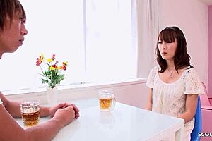 Virgin boy talks sexy Japanese step-mom into first fuck at home!