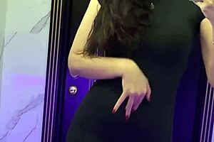 Brunette Amateur Milf Masturbates In Club Toilet With Sexy Solo Fingering And Dancing On Pussy