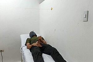 Why is this kinky doctor masturbating his cock in the office?