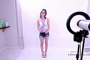 purple-hair model gets intense fucking during her sofa casting interview with cum swallow finish