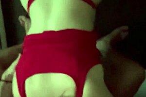 Step Sister in Red Lingerie Enjoys Breakfast with Big Cock Cumming in Mouth