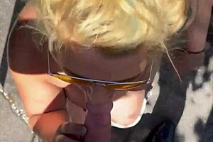 Blonde Slut Takes a Huge Facial After Getting Fucked in Public