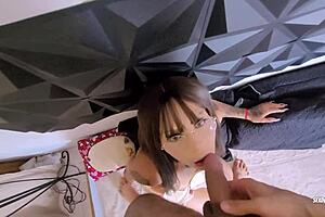 I just wanted to watch a movie but ended up with double cumshot facial from blowjob fucking