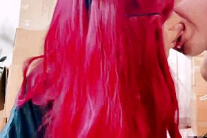 hot beauty babe in dress seduces cat neighbor into licking her shaved ass with tongue